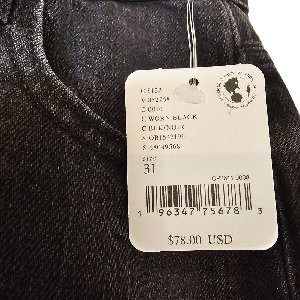 FREE PEOPLE Pacifica Straight Leg Jeans in Worn Black•Size 31•NWT - Picture 13 of 15